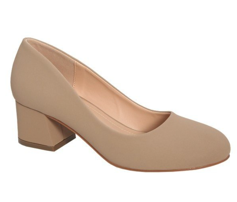 tan low heel pumps