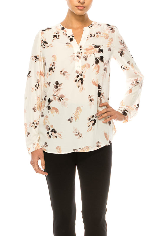 Flowered Button Up Blouse